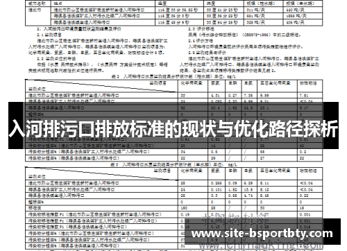 入河排污口排放标准的现状与优化路径探析